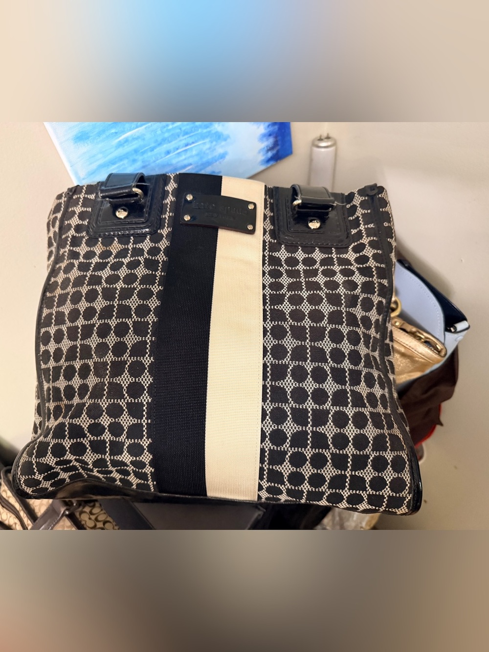 Kate Spade New York Vintage "Classic Noel" Daisy Stripe Shopper Tote